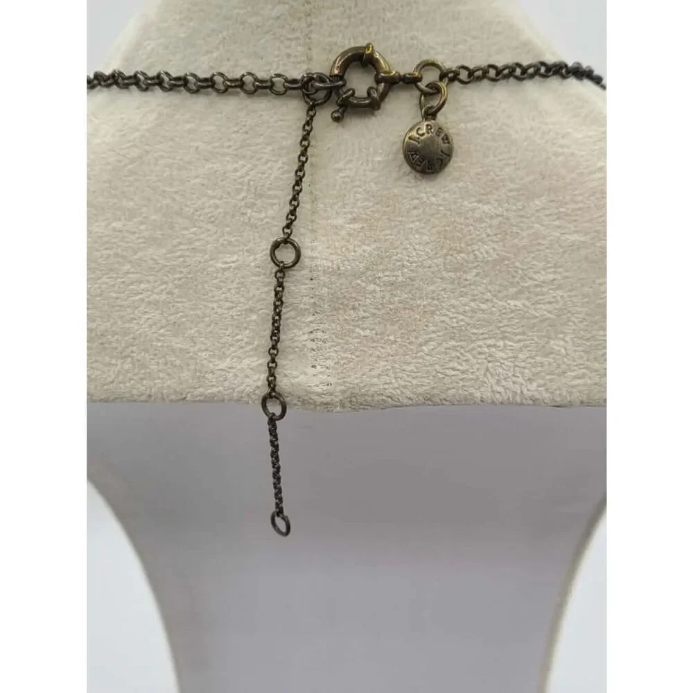 J Crew Antique Brass Look Statement Necklace with Gold & Clear Crystals
